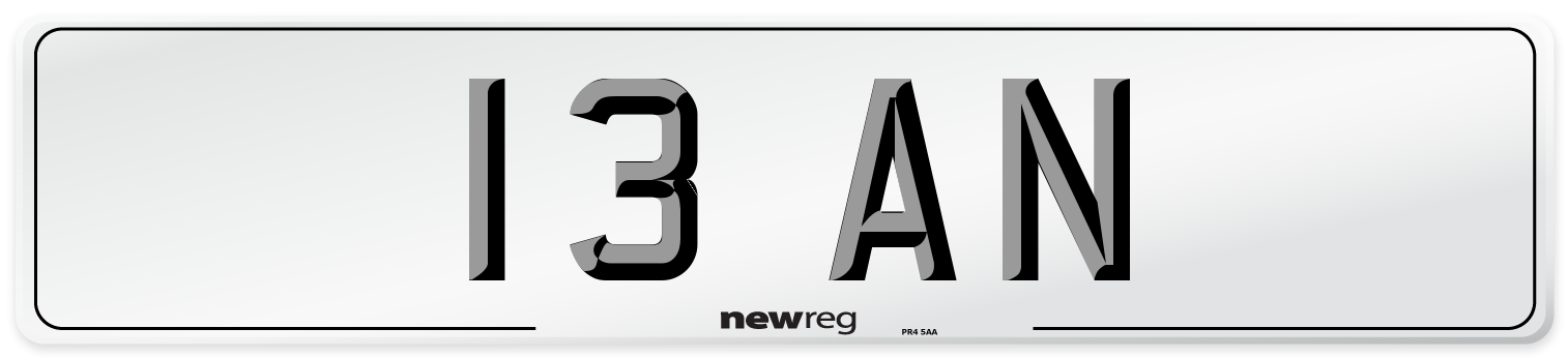 13 AN Number Plate from New Reg